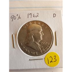 U.S. 1962D Franklin Half Dollar - 90% Silver