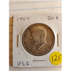 U.S. 1964D Kennedy Half Dollar - 90% Silver