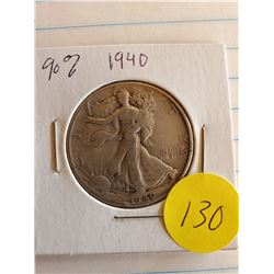 U.S. 1940 Walking Liberty Half Dollar - 90% Silver