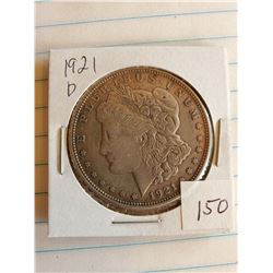 U.S. 1921D Morgan Silver Dollar - 90%