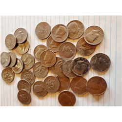 33 Kennedy Half Dollars 1971 to 1995 Random Years - 40% Silver