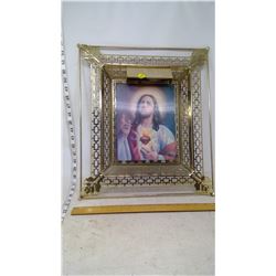 St. Mary and Christ Holographic Picture in Frame w/ Light