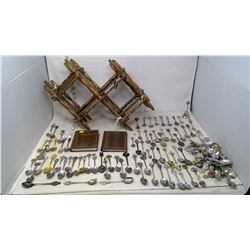2x Spoons of the World Booklets, 4x Spoon Racks, and Large Spoon Collection