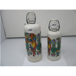 PAIR OF GERMAN DECORATIVE WINE BOTTLES
