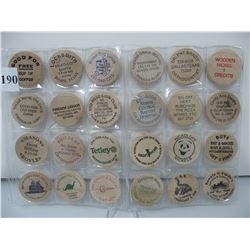 LOT OF 24 WOODEN NICKELS - All Different