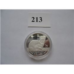 1996  ISLE of MAN  1 TROY OUNCE  .999 SILVER CROWN - CAT COIN