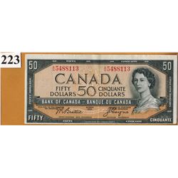 1954 BANK OF CANADA - $50.00 BANKNOTE
