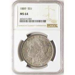 1889 $1 Morgan Silver Dollar Coin NGC MS64