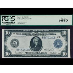 1914 $10 New York Federal Reserve Note PCGS 66EPQ