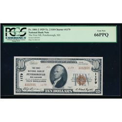 1929 $10 Peterborough NH National Bank Note PCGS 66PPQ
