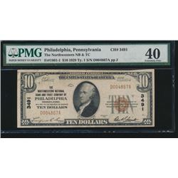 1929 $10 Philadelphia National Bank Note PMG 40