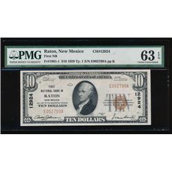 1929 $10 Raton National Bank Note PMG 63EPQ