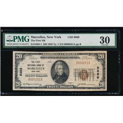 1929 $20 Marcellus National Bank Note PMG 30