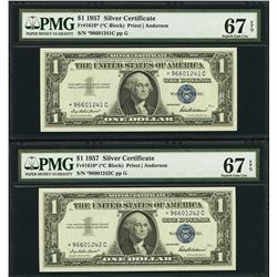 1957 $1 Consecutive Silver Certificate STAR Notes PMG 67EPQ