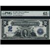 Image 1 : 1899 $2 Mini Porthole Silver Certificate PMG 65EPQ