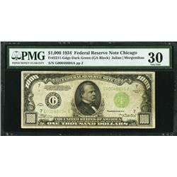 1934 $1000 Chicago Federal Reserve Note PMG 30
