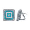 Image 1 : 14KT White Gold 1.06ctw Turquoise and Diamond Earrings
