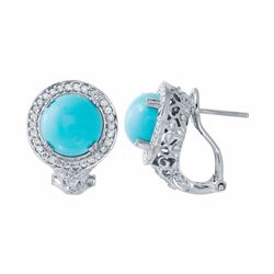 14KT White Gold 4.43ctw Turquoise and Diamond Earrings