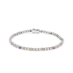 14KT White Gold Multi Color Sapphire and Diamond Bracelet