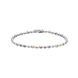 14KT White Gold 4.59ctw Multi Color Sapphire Bracelet