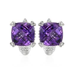 14KT White Gold 14.81ctw Amethyst and Diamond Earrings