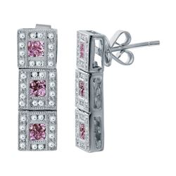 18KT White Gold 7.40ctw Pink Sapphire and Diamond Earrings