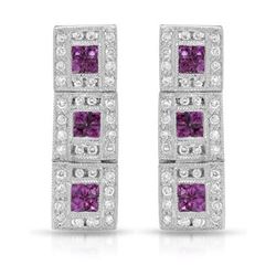 18KT White Gold 0.56ctw Ruby and Diamond Earrings