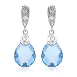 14KT White Gold 6.25ctw Blue Topaz and Diamond Earrings