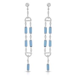 18KT White Gold 4.20ctw Turquoise and Diamond Earrings