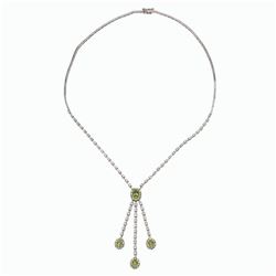 18KT White Gold 1.77ctw Peridot and Diamond Necklace