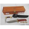 Image 1 : V2 Winchester Set of Hunting Knives & Wood Case & Holster Never Used