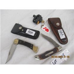 BBB  2 Buck Knives & Trigger Lock w Cases