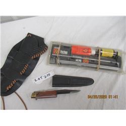 FFF 1) Knife 2) New Gun Cleaning Kit 3) Leather Holster