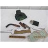 Image 1 : FFF 1) Gun Rest 2) 3 Goose Calls 3) Hand Warmer 4) VIntage Bird Carrier 5) Peeps Barrel Colormanator
