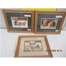 MNO  3- Dog Pictures 1) Father Like Son 2) Box Boys 3) Tangle Twins 13" x 16"