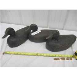 WWW 3 Wood Carved Duck Decoys w Glass Eyes