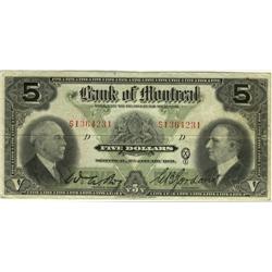 Bank of Montreal 1931 $5 S1364231 F-VF.
