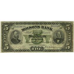 The Molsons Bank  1900  $5  490-22-18  