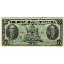 The Royal Bank of Canada   1913 $5 in U