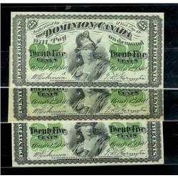Complete set of the 1870 25 cents serie