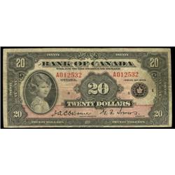 BC-9a 1935 $20 English text Large seal 