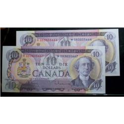 Lot of 2 consecutive 1971 $10 *DR repla