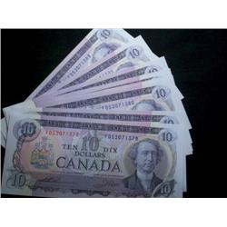 Lot of 11 consecutive notes 1971 $10 Th