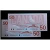Image 1 : Lot of 2 consecutive BC-59aA  1988  $50