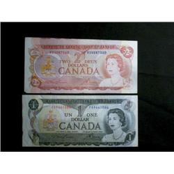 Lot of 2 error notes. 1973 $1 and 1974 