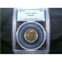 1917c Sovereign  PCGS MS63 Well struck 