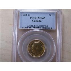 1918c  Sovereign  PCGS MS63 Well struck