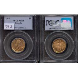 1912  $5  Gold   ICCS MS64. A well stru
