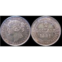 $2 Gold 1881 ICCS AU50.  A pleasant exa