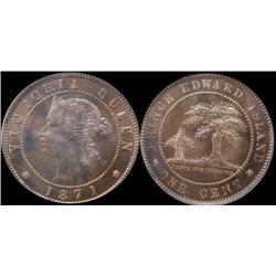 1871 1¢ PCGS MS65Red  Full red lustre, 